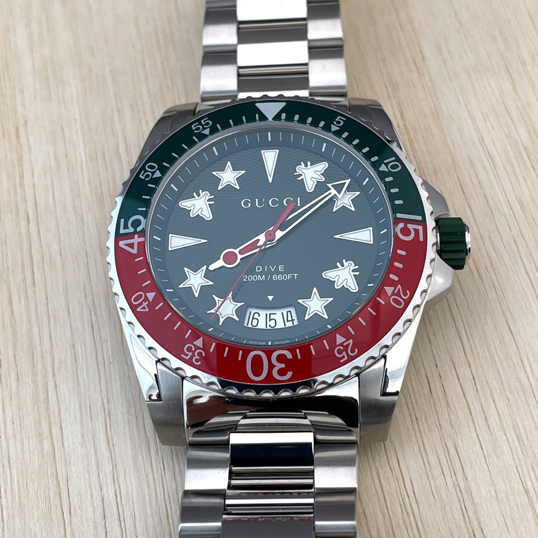 Gucci Dive XL 45mm Steel Case YA136222 at FLYBACK TIME